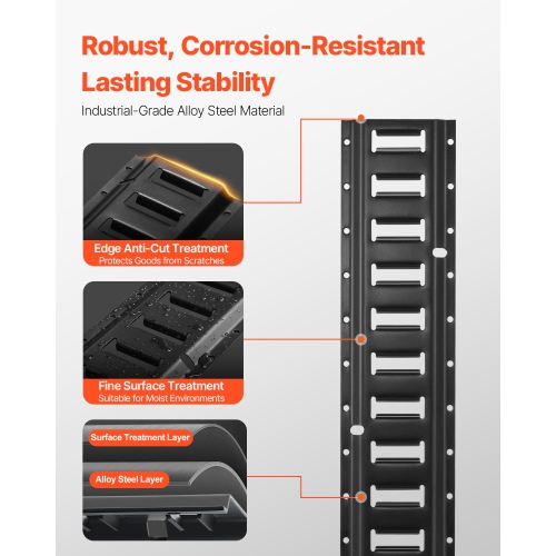 VEVOR 4 Pack E Track Tie Down Rail Kit, 5' Steel Rails, Secure Cargo & Heavy Loads Up to 2000 lbs, Heavy Duty Etrack Rails with Screws for Garages,