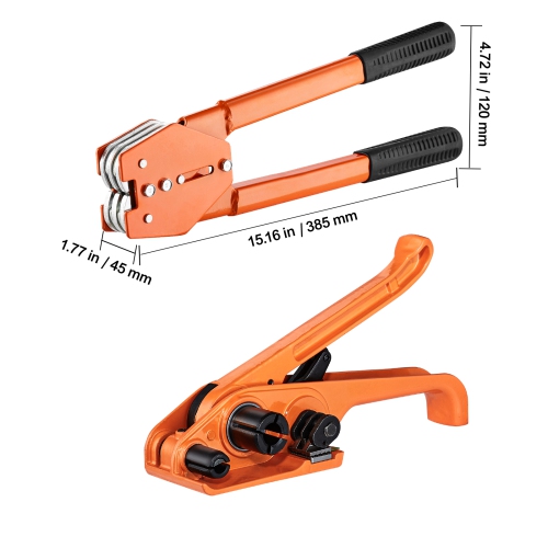 VEVOR Banding Strapping Kit with Strapping Tensioner Tool, Banding Sealer Tool, 1000 ft Length PET Band, 300 Metal Seals, Pallet Packaging Strapping
