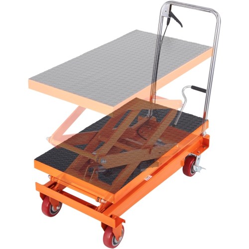 VEVOR  Hydraulic Lift Table Cart, 770Lbs Capacity 59" Lifting Height, Manual Double Scissor Lift Table \w 4 Wheels And Non-Slip Pad, Hydraulic