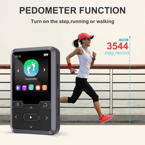 Protable Music Player Pedometer FM Back Clip Sports MP3 Player HiFi Lossless Sound BT5.0 1.44 Inch Music Player 32G