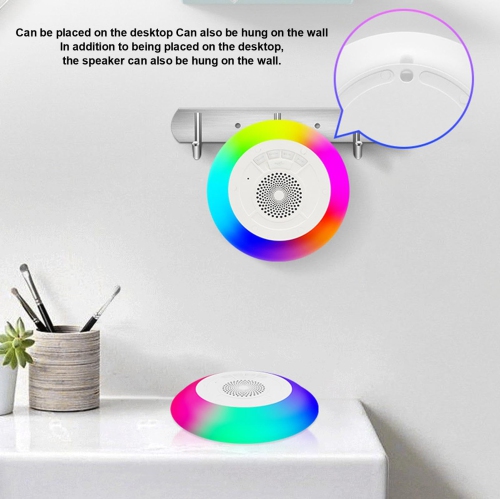 Wireless Floating Speaker Stereo, IPX7 Waterproof Shower Bluetooth Speaker with RGB Lighting, for Home Shower, Outdoor Pool