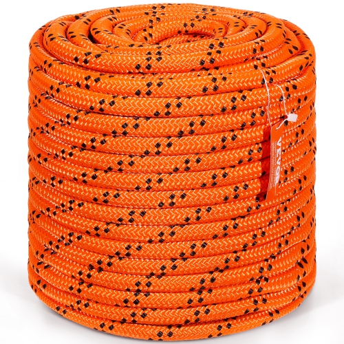 VEVOR 3/4 in x 220 ft Double Braided Polyester Rope, 24 Strands, 12700 LBS Breaking Strength Outdoor Rope, Arborist Rigging Rope for Rock Hiking