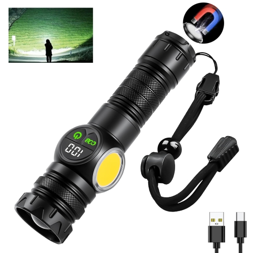 MYACUC  Flashlights High Lumens, Rechargeable Flashlights With Cob Sidelight, Magnetic Flash Light Of Digital Power Display