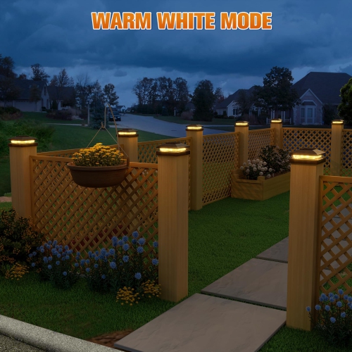 6 Packs Solar Post Cap Lights,4x4 Post Solar Lights Warm White Outdoor Waterproof Garden Patio Fence Deck Decor,Solar Fence Post Lights