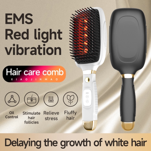 EMS Red Light Therapy Electric Photonic Scalp Hair Care Vibration Massager Comb(Black)