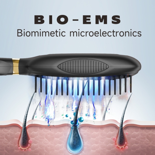 EMS Red Light Therapy Electric Photonic Scalp Hair Care Vibration Massager Comb(Black)