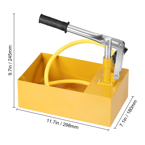 VEVOR Max 25 bar/362 PSI, Hydrostatic Test Pump, Single Valve Hydraulic Manual Water Pressure Tester Kit with Gauge 1.4 Gal Water Tank, 3 ft Hose