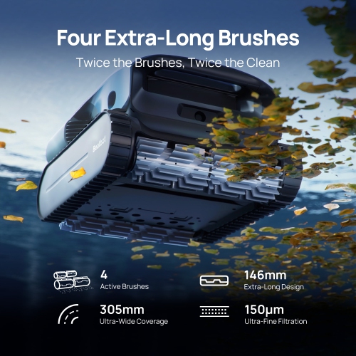 Beatbot A100 Pro - Cordless Robotic Pool Cleaner, 5 in 1 Cleaning, Clarification, Surface, Waterline, Floor, Walls, Intelligent Surface Parking -