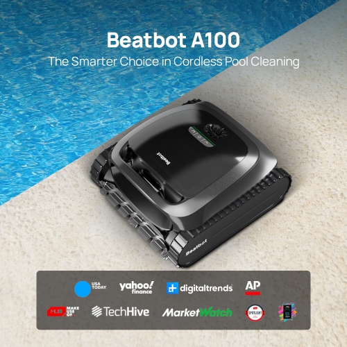 Beatbot A100 – Nettoyeur robotique sans fil pour piscine, optimisation intelligente du trajet, nettoie les planchers, les murs et la conduite d'eau,