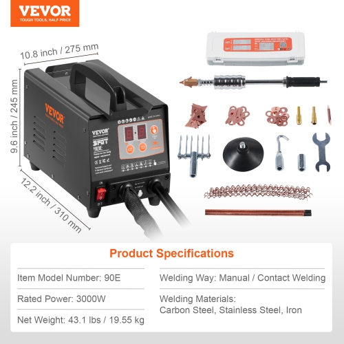 VEVOR 220V 3KW Stud Welder Dent Repair Kit, Spot Welder Dent Puller with Welding & 7 Versatile Modes, Auto Body Spot Welding Dent Puller Machine for