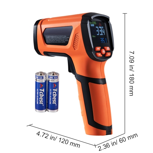VEVOR -40~2732°F Infrared Thermometer, Dual Laser Temperature Gun Non-Contact, IR Heat Temperature Gun with Emissivity for Metal