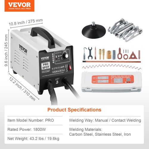 VEVOR 1.8KW Stud Welder Dent Repair Kit, Spot Welder Dent Puller with Welding & 7 Versatile Modes, 110V Auto Body Spot Welding Dent Puller Machine