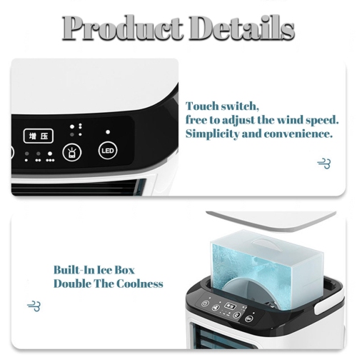 Portable Air Fan 900ml Tank, with Ice Box, 3 in 1 Air Cooler Fan 2 Misting Modes, Colorful LED Portable Air Fan