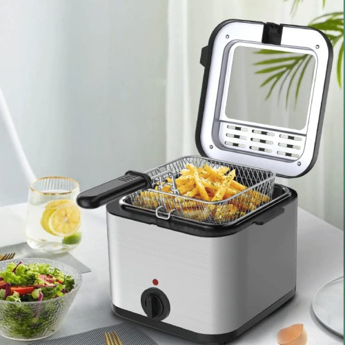 Electric Deep Fryer, 2.5 L Stainless Steel Deep Fryer, Adjustable Temperature with Removable Basket and Viewing Window