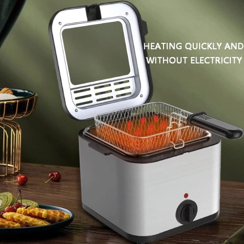 Electric Deep Fryer, 2.5 L Stainless Steel Deep Fryer, Adjustable Temperature with Removable Basket and Viewing Window