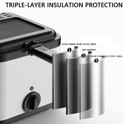 Electric Deep Fryer, 2.5 L Stainless Steel Deep Fryer, Adjustable Temperature with Removable Basket and Viewing Window