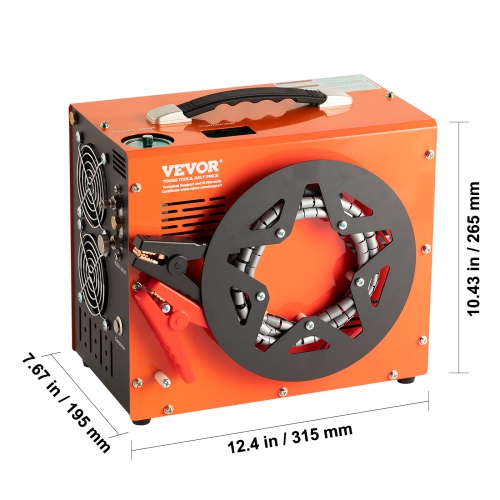 VEVOR 4500PSI/30Mpa Portable PCP Airgun Compressor with Built-in Power Converter, Auto-Stop | DC12V/AC120V | Oil & Water-Free Air Rifle, Paintball