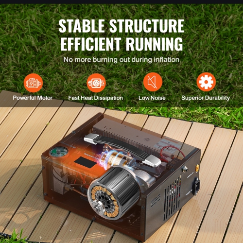 VEVOR 4500PSI/30Mpa Portable PCP Airgun Compressor with External Converter, DC12V, AC115V | Oil & Water-Free | Manual-Stop Air Rifle, Paintball and