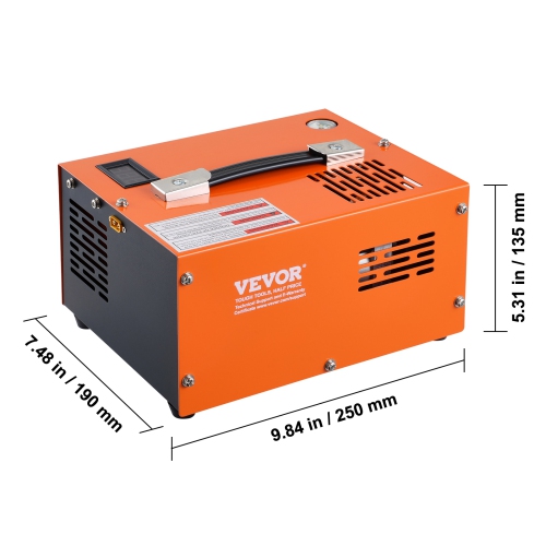 VEVOR 4500PSI/30Mpa Portable PCP Airgun Compressor with External Converter, DC12V, AC115V | Oil & Water-Free | Manual-Stop Air Rifle, Paintball and
