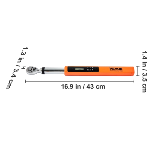 VEVOR 3.7-37ft.lb/5-50n.m 3/8" Drive Electronic Digital Torque Wrench, Torque Wrench Kit Torque Range Accurate to ±2%, 3-Mode Adjustable Torque