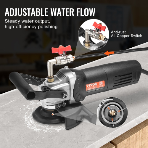 VEVOR 800W Wet Polisher, 4" Concrete Grinder with 6 Speed and 7 Polishing Kits,Grinder Machine for Marble, Granite, Stone, Rock, Tile, Equipped with