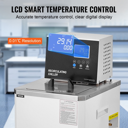 VEVOR 6L Laboratory Chiller Circulator, Chiller Lab Low Temperature Cooling Liquid, 23°F-212°F Circulator Pump Chiller, LCD Display, Water Bath