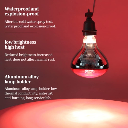 Infrared lamp heat lamp, poultry pet heat lamp, pig and chicken heat lamp lighting, for livestock night warmth