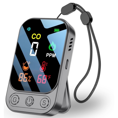 Image 1 of 7.. Carbon Monoxide Detector, Portable 3 in 1 CO Detector with Humidity and Temperature Detection for Travel Camping RV