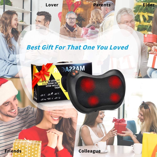 Appareil de massage pour le cou, coussin de massage shiatsu chauffant, masseur pour les tissus profonds aux épaules, au dos et aux jambes