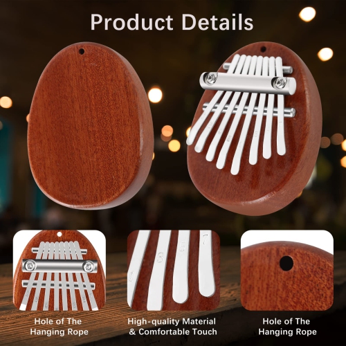Mini-kalimba à 8 touches, piano au pouce avec cordon, cadeau d'anniversaire des Fêtes