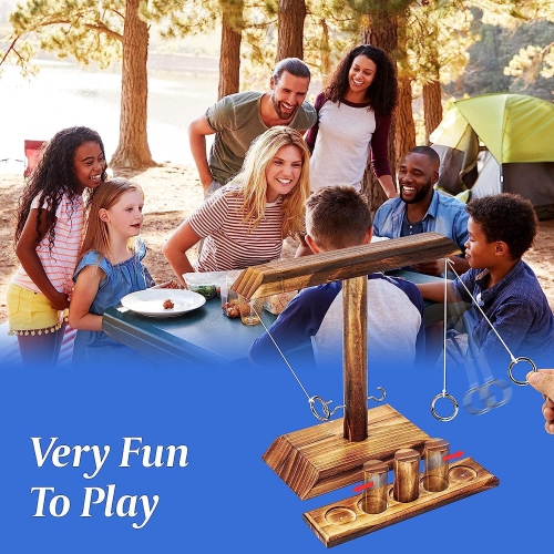 Ring Toss Games , Yard Games, Outdoor and Indoor Games, Wooden Hook and Ring Game for Bars, Home, Party