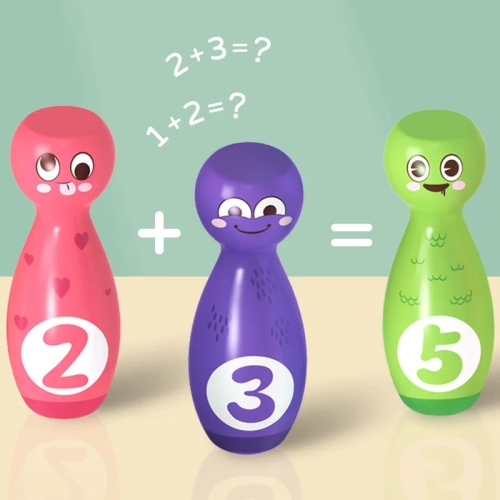 Numbers Bowling Toy Set with 10 Bowling Pins and 2 Balls, Fun Sports Game for Outdoor or Indoor Use, Easter Basket Gift