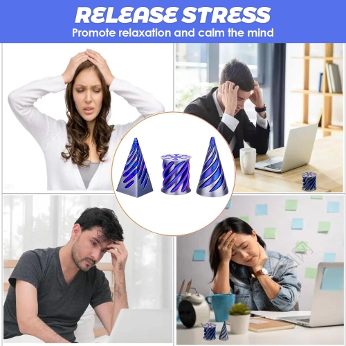 3-Pack Impossible Cones, Spiral Cone Anxiety Relief Toy, 3D Printed Pyramid Fidget Toy, Mini Vortex Illusion Decoration