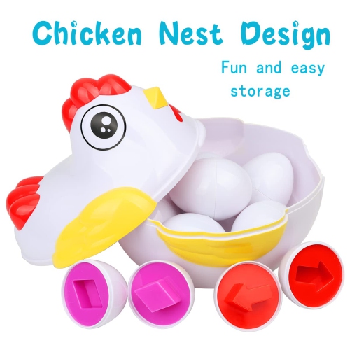Egg Easter Toy Gift, Easter Basket Toy with 12 Matching Eggs and Hen Box, Educational Toy for Boys and Girls Ages 2 to 3