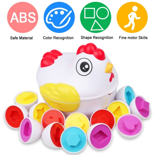 Egg Easter Toy Gift, Easter Basket Toy with 12 Matching Eggs and Hen Box, Educational Toy for Boys and Girls Ages 2 to 3