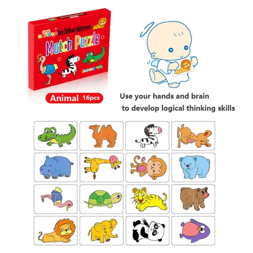 16-Piece Jigsaw Puzzle for 1-3 Years Old, Animal Shape Cognitive Training Educational Toy for Boys and Girls, Gift