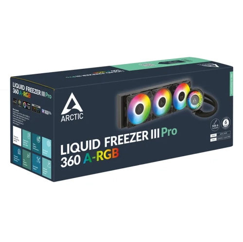 Arctic Liquid Freezer III Pro 360 A-RGB AIO CPU Water Cooler, New Silent & Powerful VRM Fan, Improved Radiator, Efficient PWM Pump (Black)