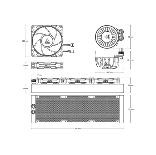 Arctic Liquid Freezer III Pro 360 A-RGB AIO CPU Water Cooler, New Silent & Powerful VRM Fan, Improved Radiator, Efficient PWM Pump (Black)