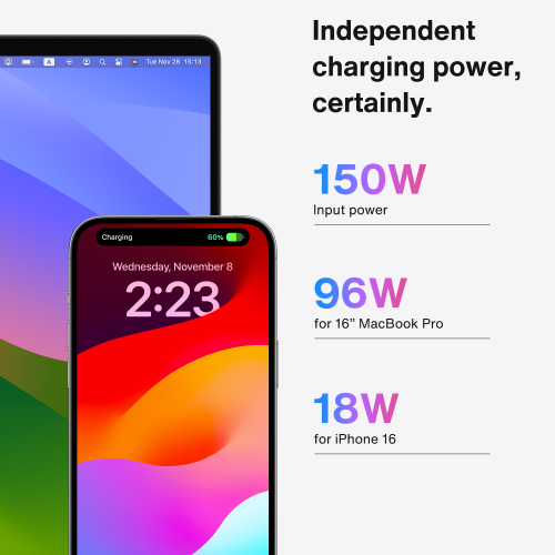 Station d'accueil verticale 12-en-2 FusionDock 2 d'iVANKY pour MacBook Pro avec adaptateur d'alimentation 150&nbsp;W