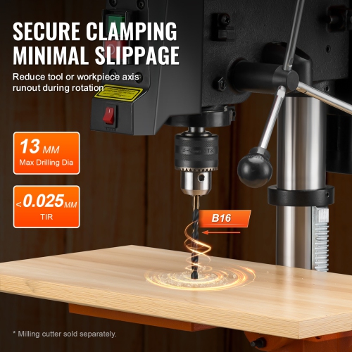 VEVOR 10 in Benchtop Drill Press, 6.2A Induction Motor, Tabletop Drilling Machine with 610 / 940 / 1500 / 2150 / 2800 RPM Adjustable Speed, 0-45°