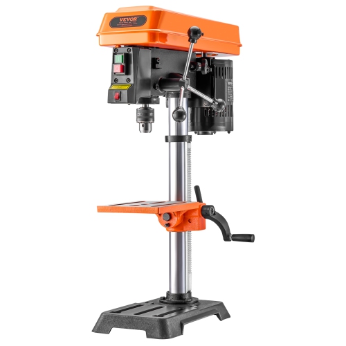 VEVOR 10 in Benchtop Drill Press, 6.2A Induction Motor, Tabletop Drilling Machine with 610 / 940 / 1500 / 2150 / 2800 RPM Adjustable Speed, 0-45°