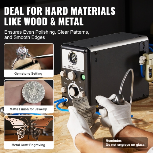 VEVOR 60W Pneumatic Jewelry Engraver, 1200-6000 RPM Adjustable, Dual Head Pneumatic Engraving Machine, DIY Impact Engraver with Small Pedal, Stone