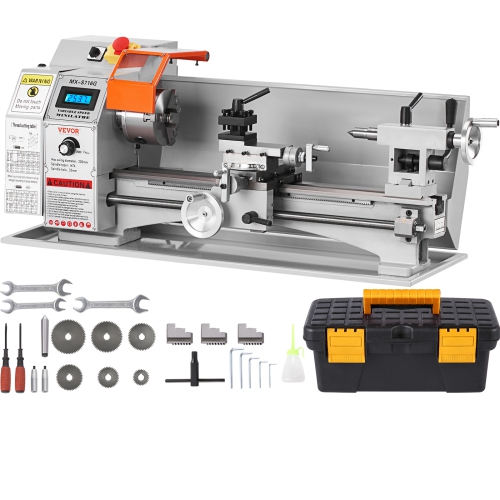 VEVOR 7'' x 16'' Compact Metal Lathe, 800W, Precision Desktop Metalworking Lathe, Variable Speed 150-2500 RPM, Includes 3.9'' 3-jaw Chuck & Tool Box