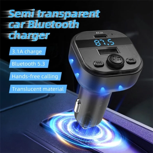 Multi-function Car MP3 Player Charger – Bluetooth 5.3, 15W QC Charging, LED Light, Memory Playback for 12V-24V Vehicles