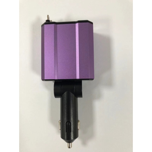 Universal car charger – 5V/3.1A output, super fast charging, 4-in-1 with cable, compatible with 12V/24V, retractable car charger【Apple+TYPE-C】