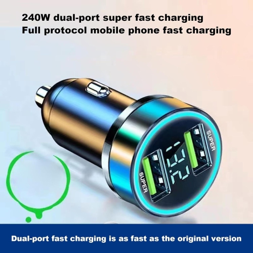 240W Super Fast Car Charger – Intelligent Digital Display, Six-fold Safety Protection, Plug and Play, Compact and Lightweight, Universal Compatibility