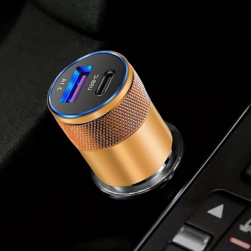 3.1A USB+PD metal car charger with charging protection function car charger mobile phone car charger