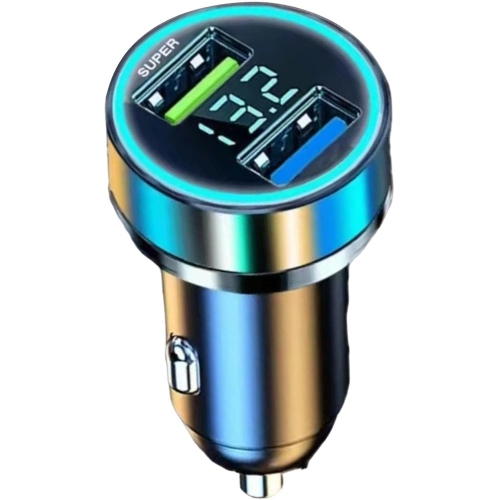 120W Super Fast Car Charger – Intelligent Digital Display, Six-fold Safety Protection, Plug and Play, Compact and Lightweight, Universal Compatibility