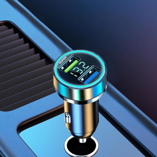 120W Super Fast Car Charger – Intelligent Digital Display, Six-fold Safety Protection, Plug and Play, Compact and Lightweight, Universal Compatibility