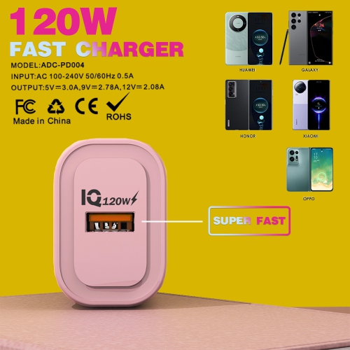 Green stylish 120W charger fast charging adapter – 120W high speed | Multiple protections | Smooth design | Single USB port, suitable for various